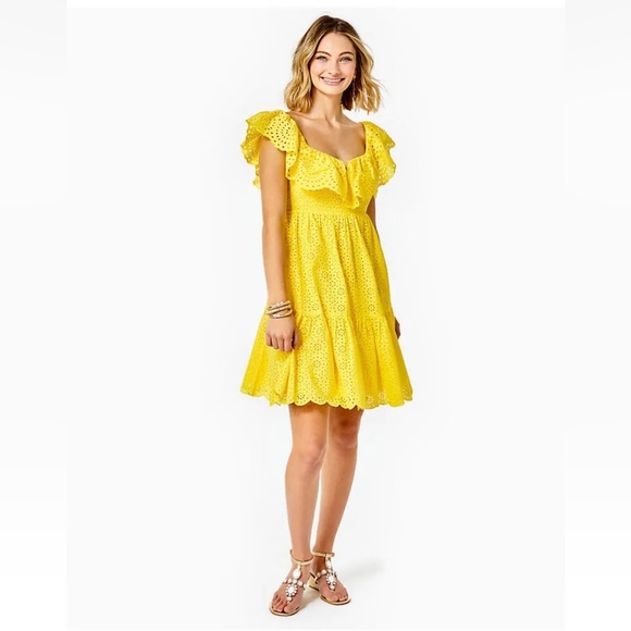 Lilly Pulitzer Asteria Eyelet Babydoll Dress in Daisy Dreams NWT Size 2 - Picture 2 of 13